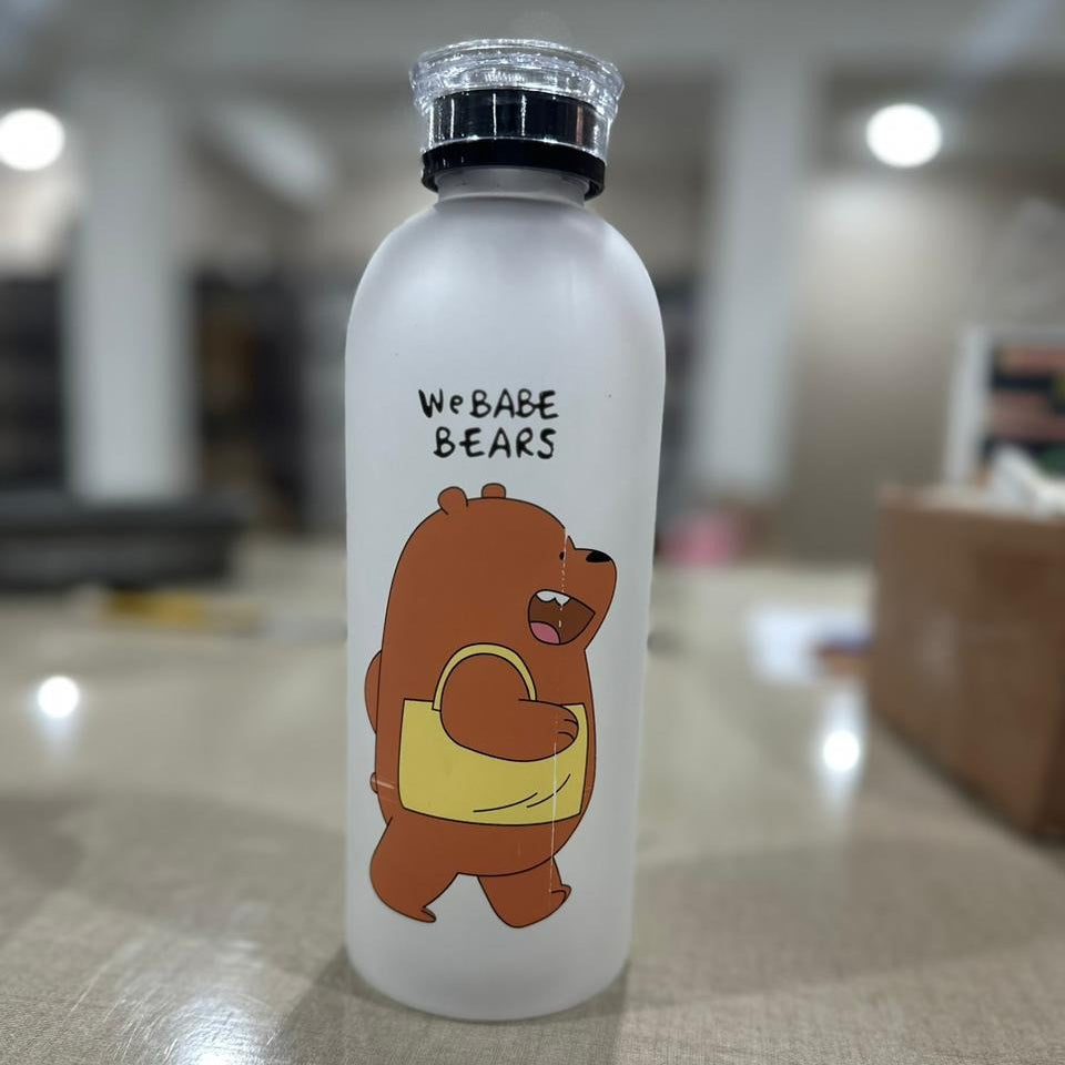 We Bear Panda Water Bottle 1000ml With Two Caps And Straw Durable Design For Daily Hydration And Easy Use (Random Design)