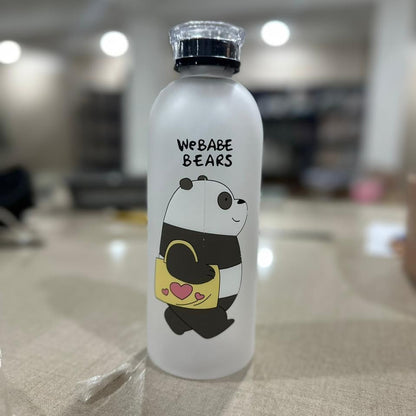 We Bear Panda Water Bottle 1000ml With Two Caps And Straw Durable Design For Daily Hydration And Easy Use (Random Design)