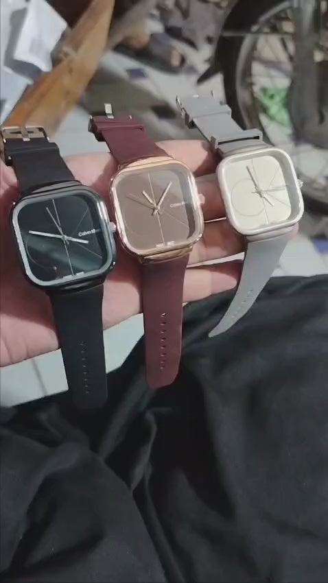 Calvin Klein Mens Watch With Square Dial Elegant Modern And Durable Timepiece For Daily Wear And Special Occasions (Without Box) - Black