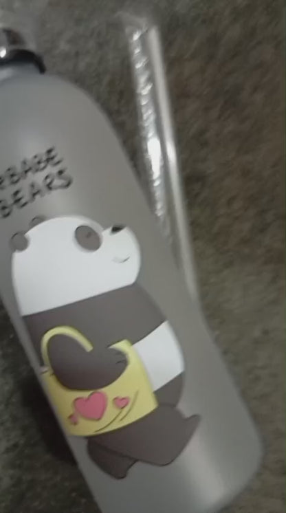 We Bear Panda Water Bottle 1000ml With Two Caps And Straw Durable Design For Daily Hydration And Easy Use (Random Design)