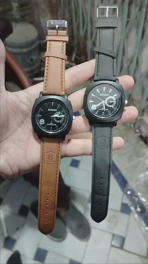 Men's Aviator-Inspired Textured Dial Watch(black)